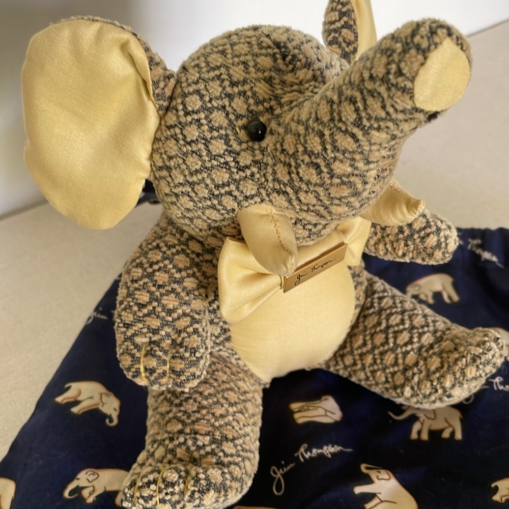 RARE JIM THOMPSON Thailand Silk STUFFED Plush ELEPHANT